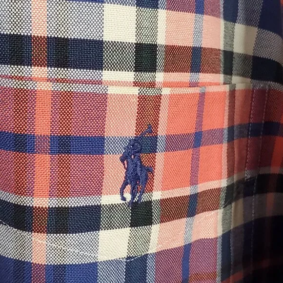Ralph Lauren Big Shirt Mens Size XL Button Down Oxford Plaid 100% Cotton Logo - Picture 8 of 10